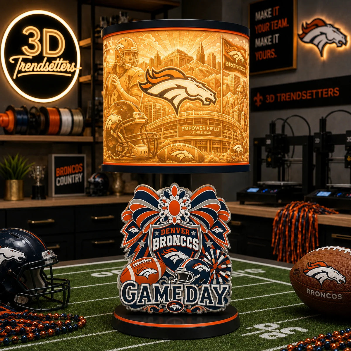 Girly Game Day Sports Lamp – Multiple Team Styles Available