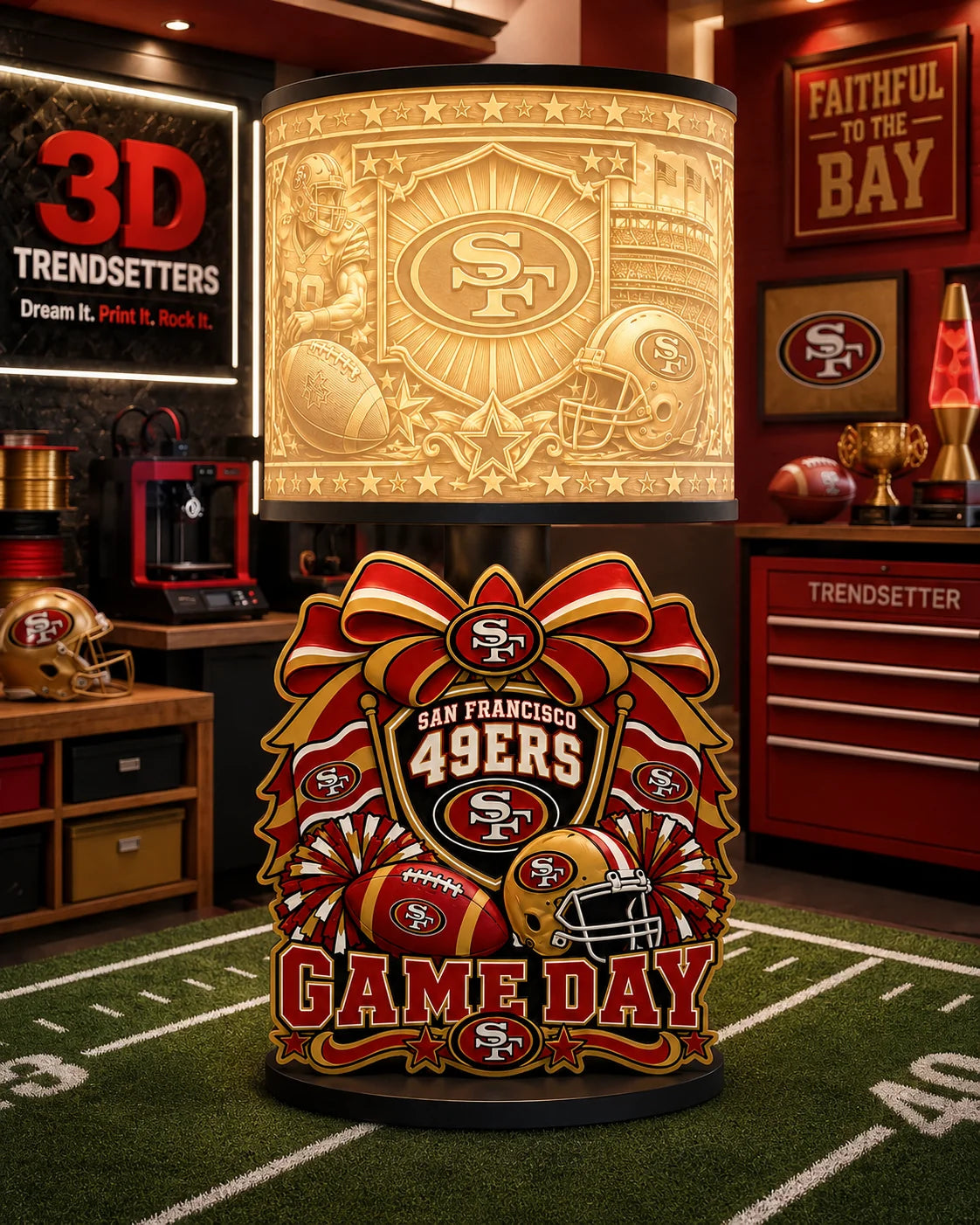 Girly Game Day Sports Lamp – Multiple Team Styles Available