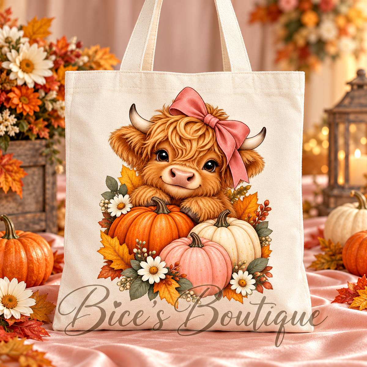 Autumn Highland Cow Tote Bag