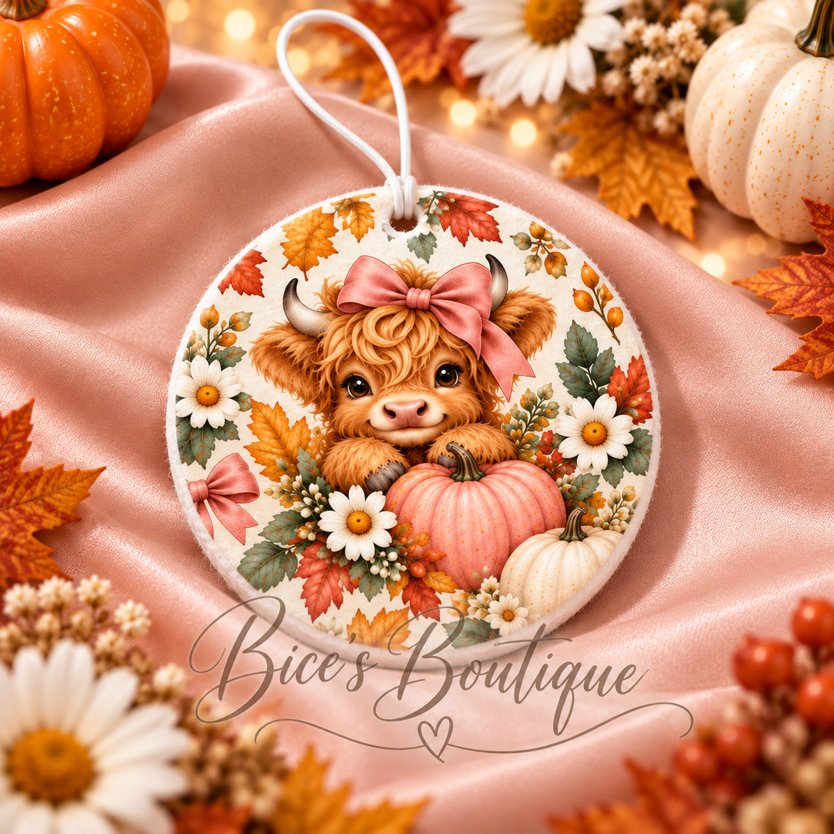 Autumn Highland Cow Felt Freshie