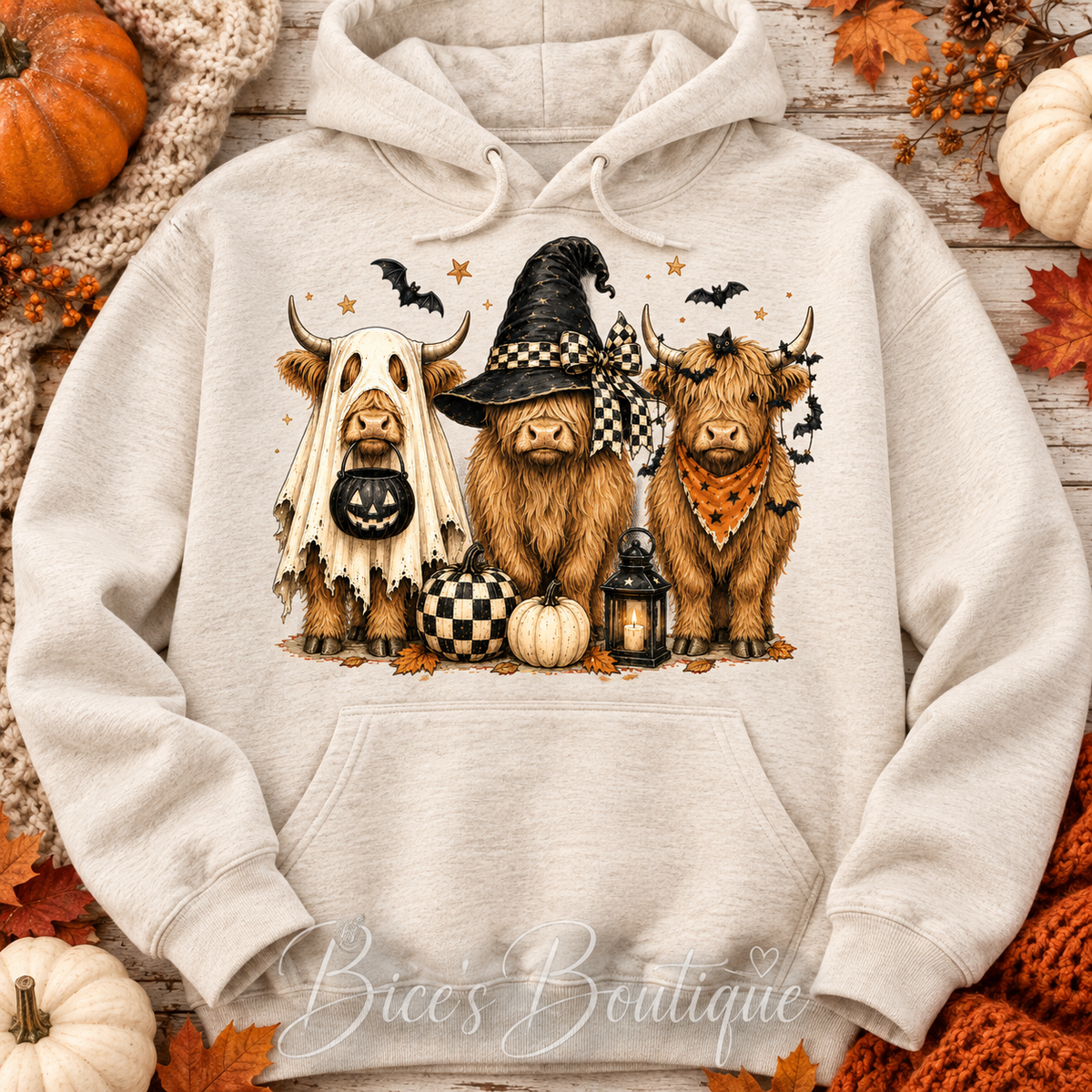 Halloween Highland Cow Trio Hoodie