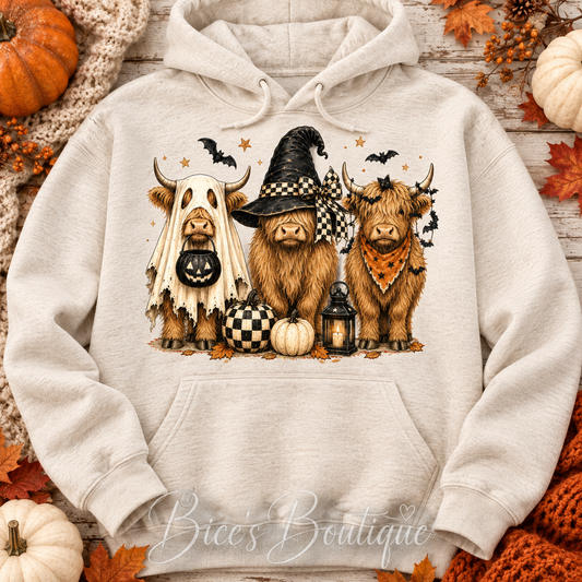 Halloween Highland Cow Trio Hoodie