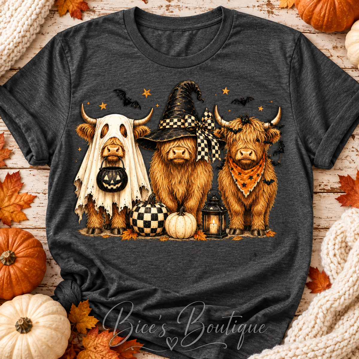 Halloween Highland Cow Trio Graphic Tee