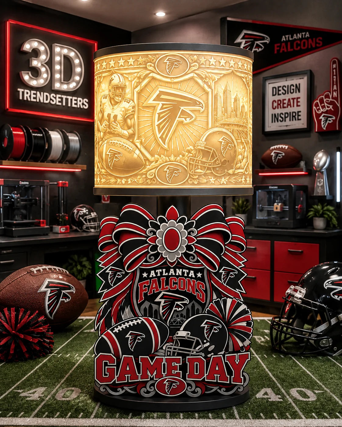 Girly Game Day Sports Lamp – Multiple Team Styles Available