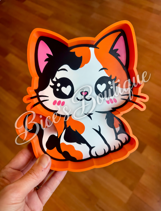 Cute Calico Cat Trinket Tray – 3D Printed Jewelry Organizer
