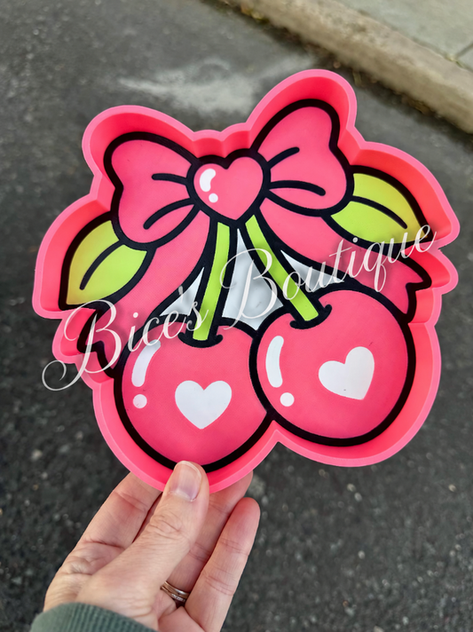 Pink Cherries & Bow Trinket Tray – 3D Printed Jewelry Organizer