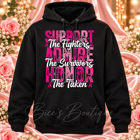 Support Admire Honor Breast Cancer Awareness Hoodie