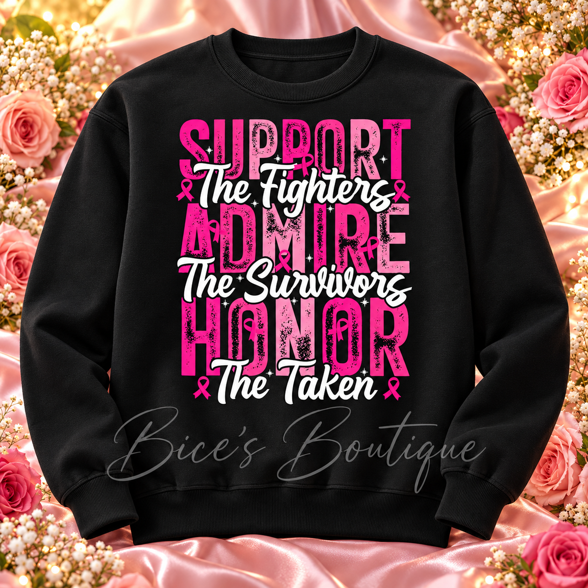 Support Admire Honor Breast Cancer Awareness Crewneck
