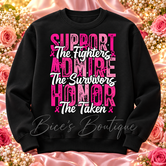 Support Admire Honor Breast Cancer Awareness Crewneck