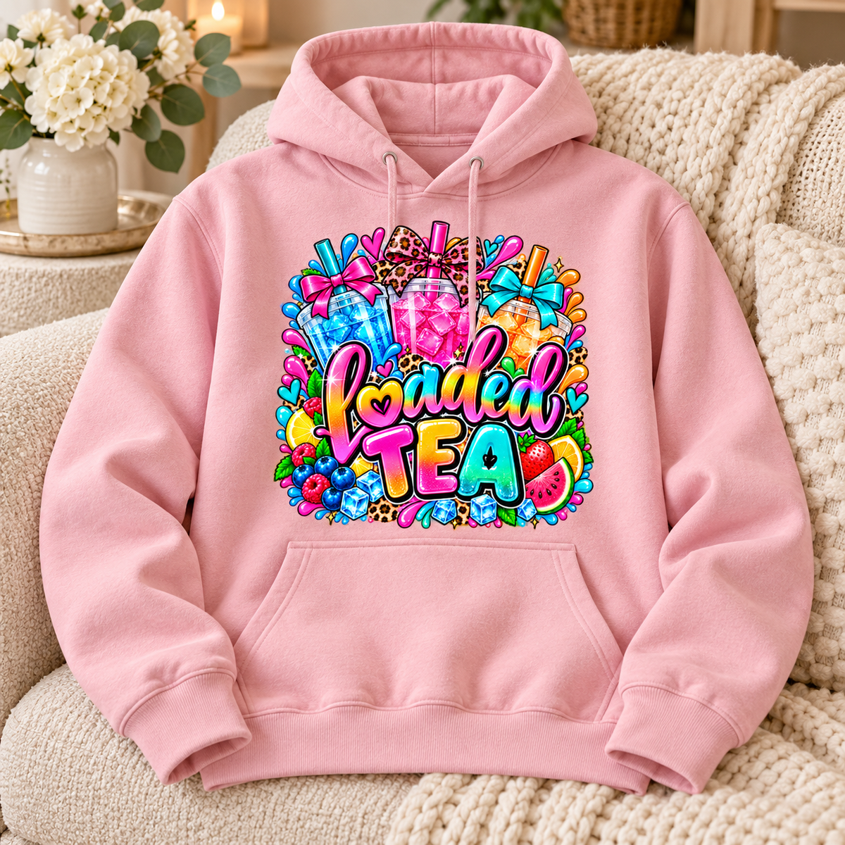 Loaded Tea Vibes Graphic Apparel – Neon Bows & Leopard