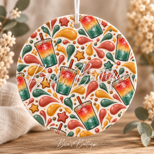 Loaded Tea Lover Round Felt Freshie | Boho Loaded Tea Car Air Freshener