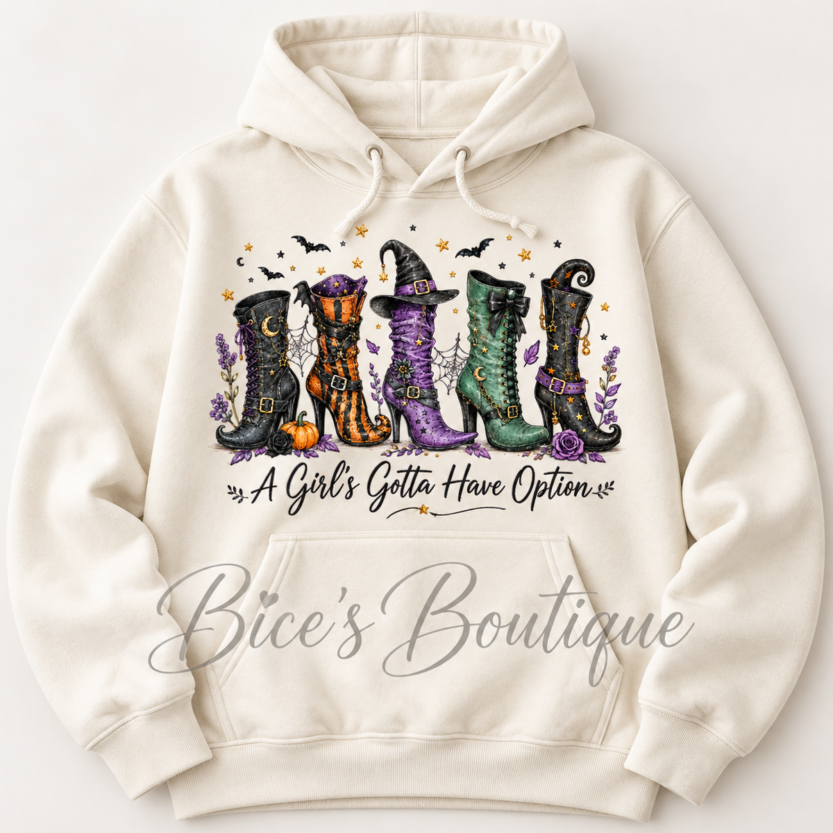 A Girl’s Gotta Have Options Witch Boots Hoodie