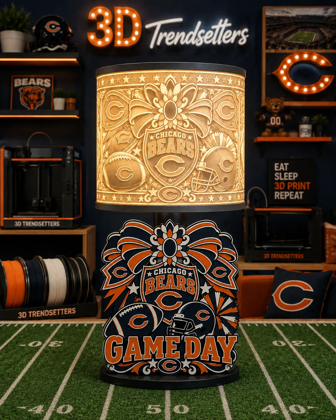 Girly Game Day Sports Lamp – Multiple Team Styles Available