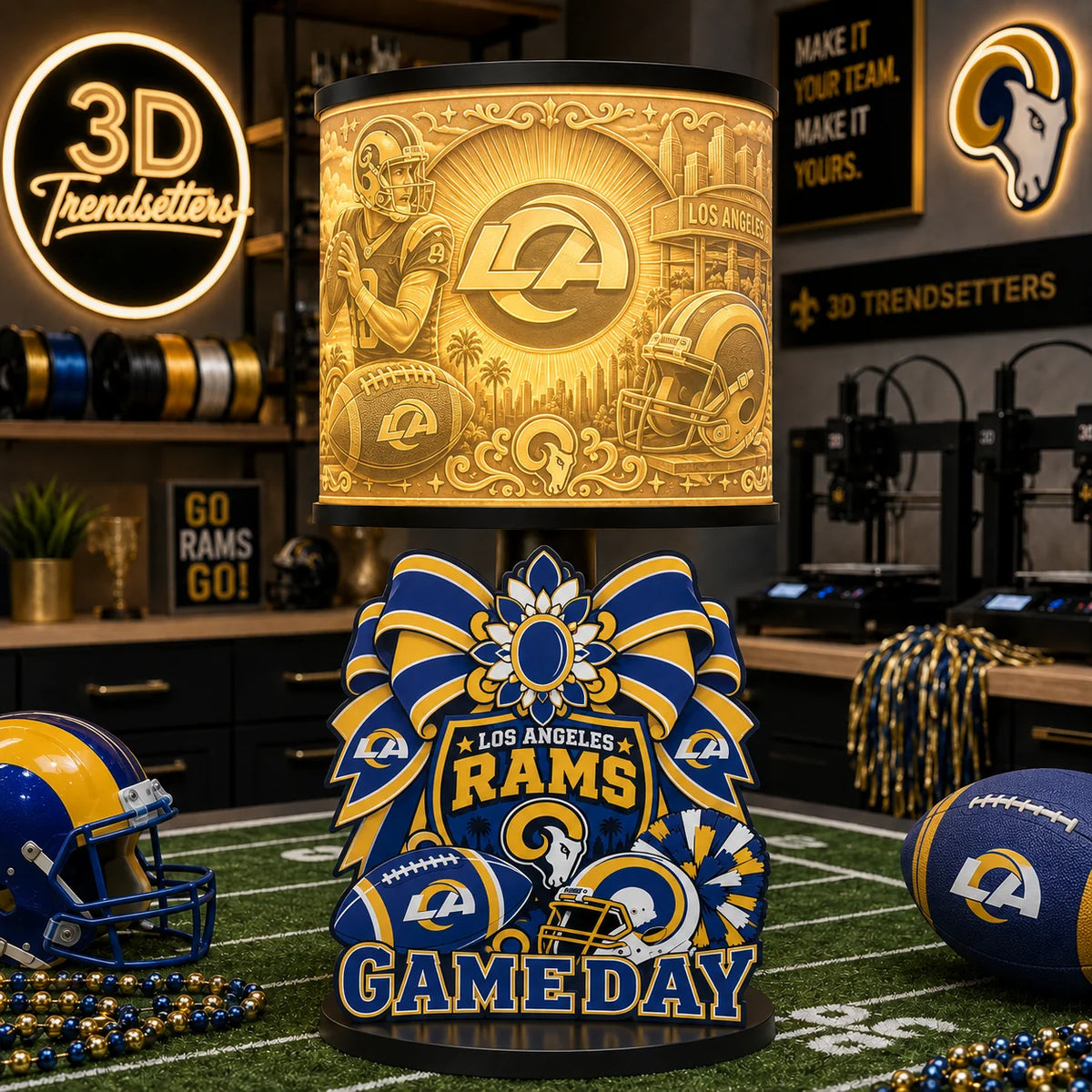 Girly Game Day Sports Lamp – Multiple Team Styles Available