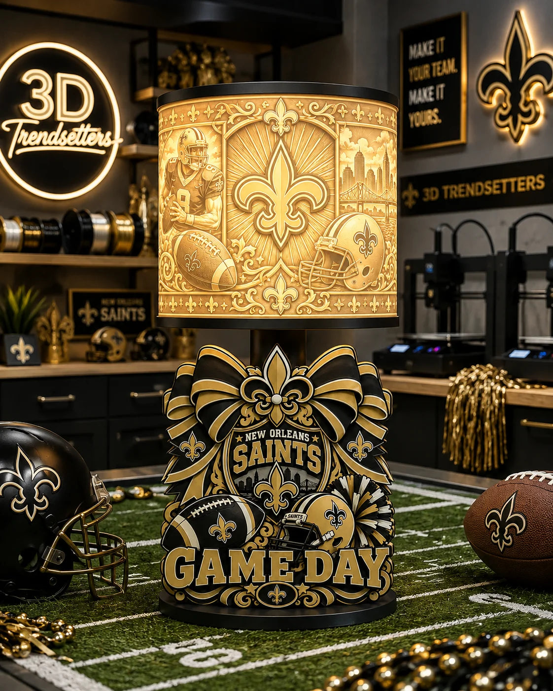 Girly Game Day Sports Lamp – Multiple Team Styles Available