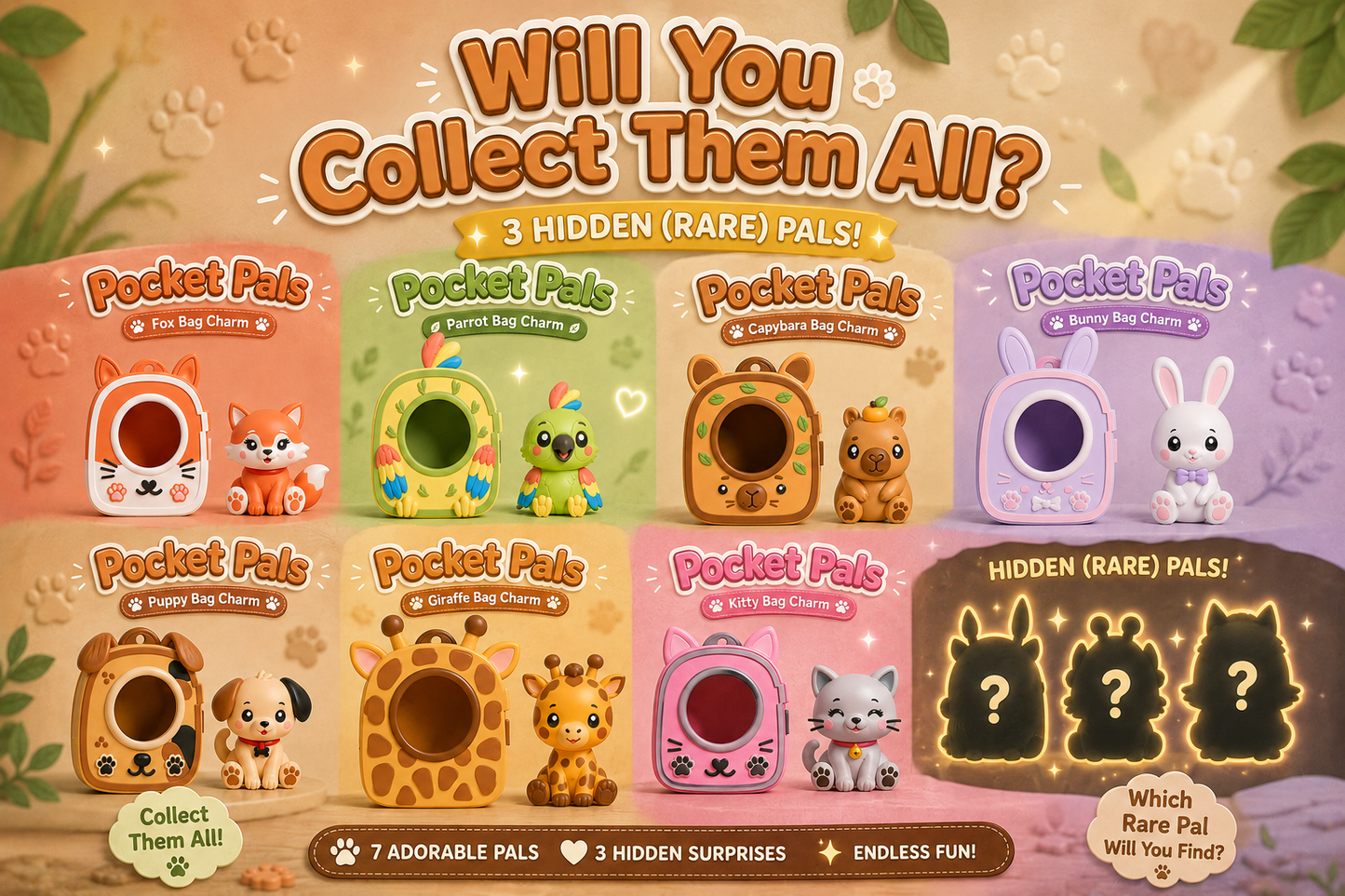 🐾 Pocket Pals Bag Charms – Collect Them All! 🐾