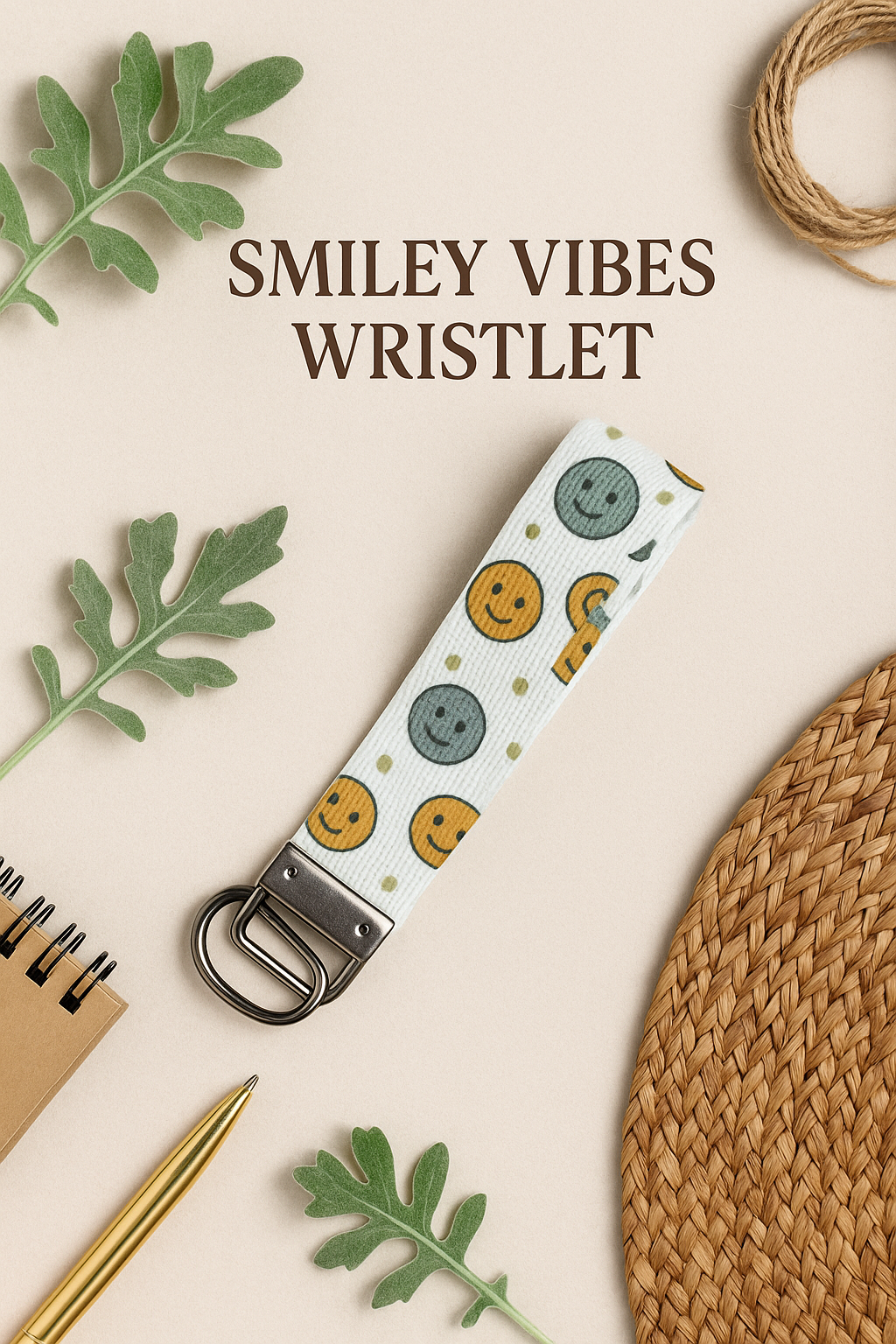 Smiley Vibes Wristlet Keychain