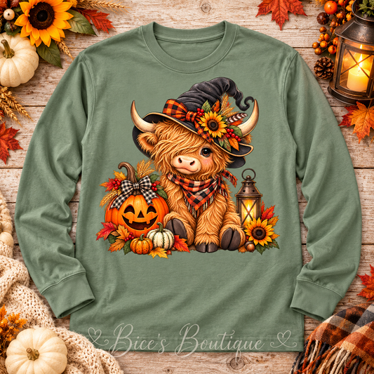 Halloween Highland Cow Long Sleeve