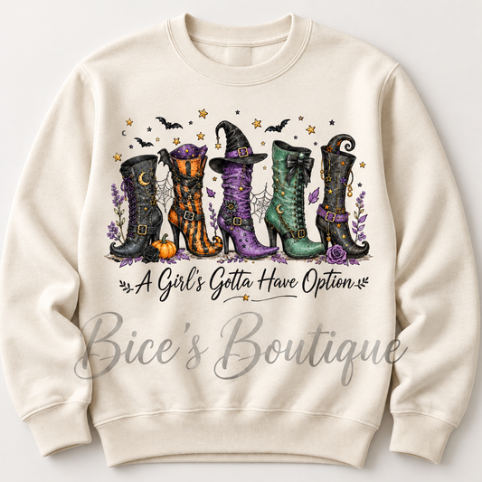 A Girl’s Gotta Have Options Witch Boots