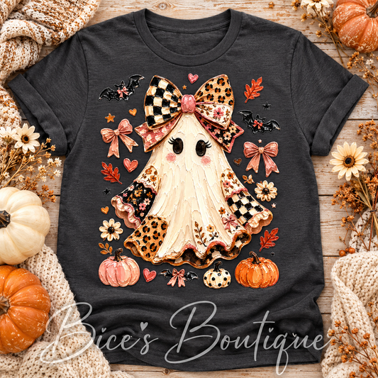 Patchwork Bow Ghost Graphic Tee