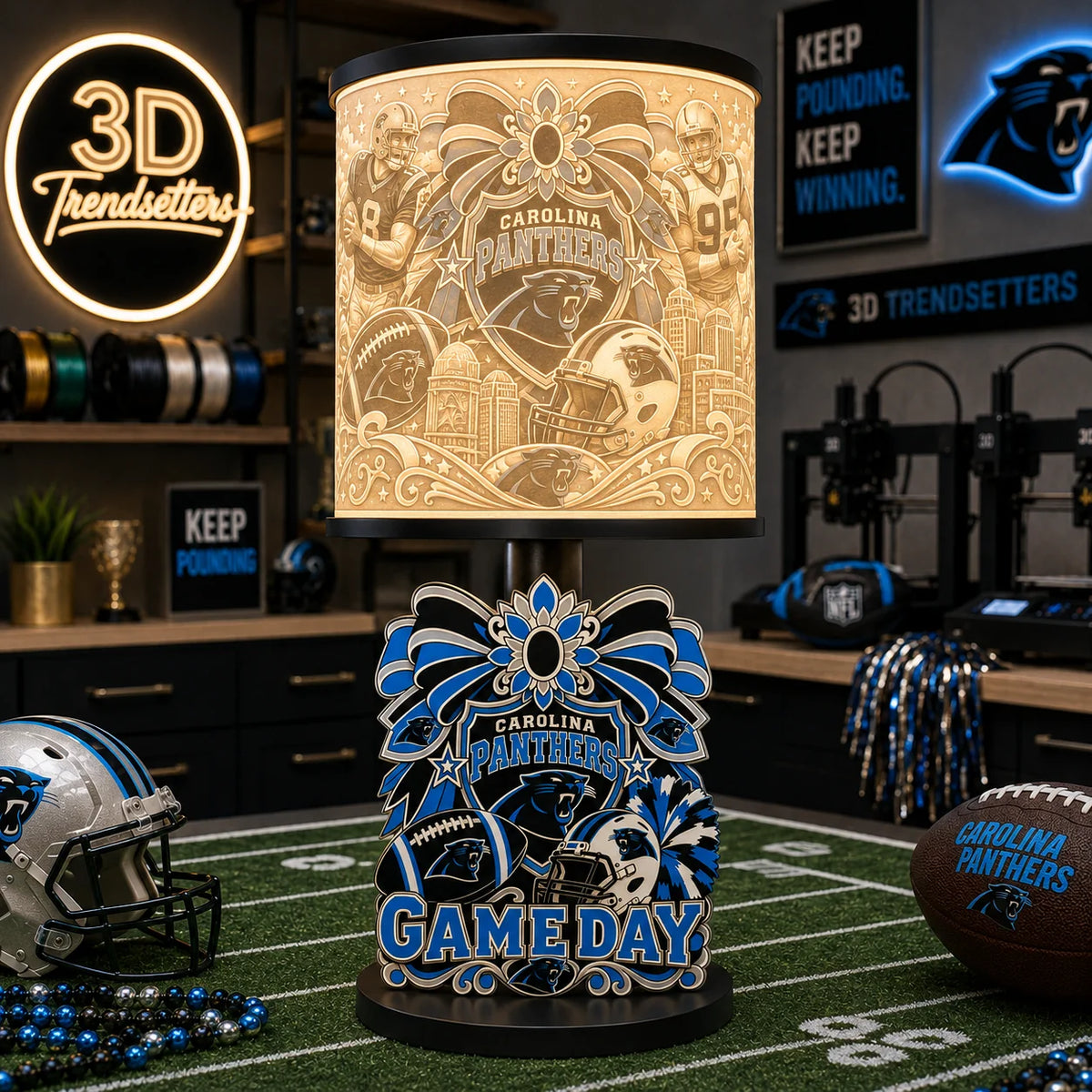 Girly Game Day Sports Lamp – Multiple Team Styles Available