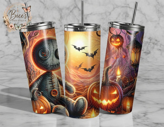 Button-Eyed Voodoo Doll 20oz Tumbler – Creepy Halloween Tumbler