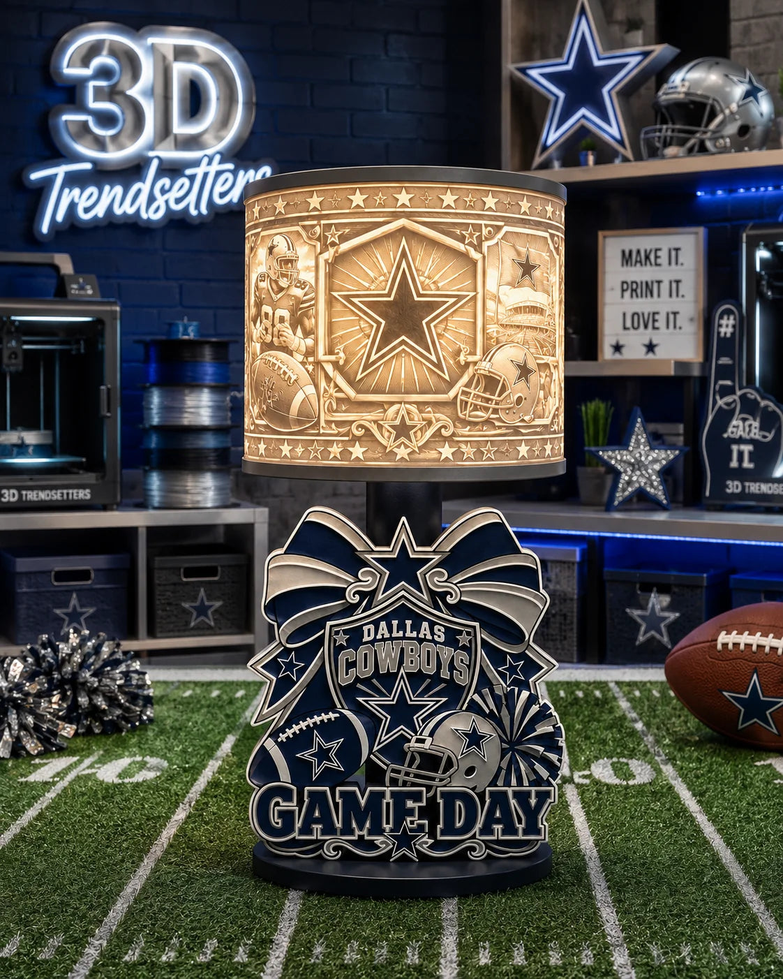 Girly Game Day Sports Lamp – Multiple Team Styles Available