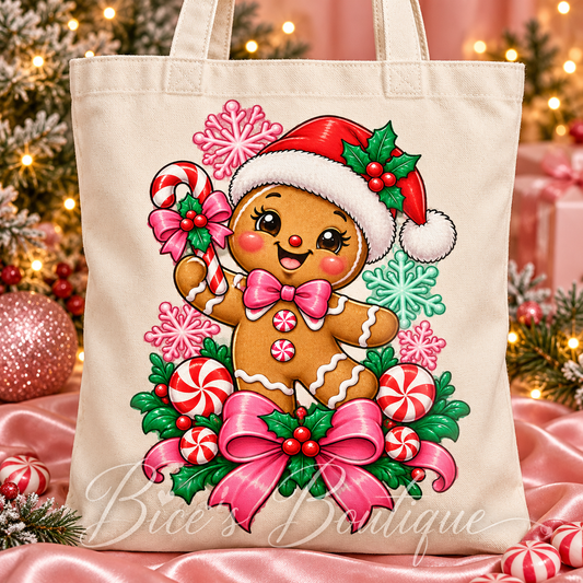 Gingerbread & Peppermint Christmas Tote Bag