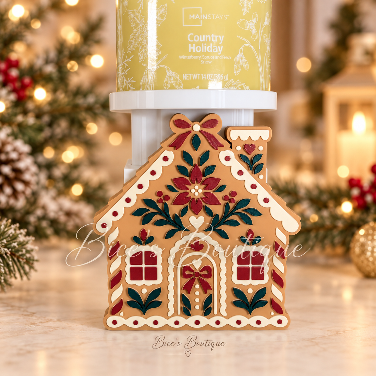 Floral Gingerbread House Faceplate – Interchangeable Christmas Cover