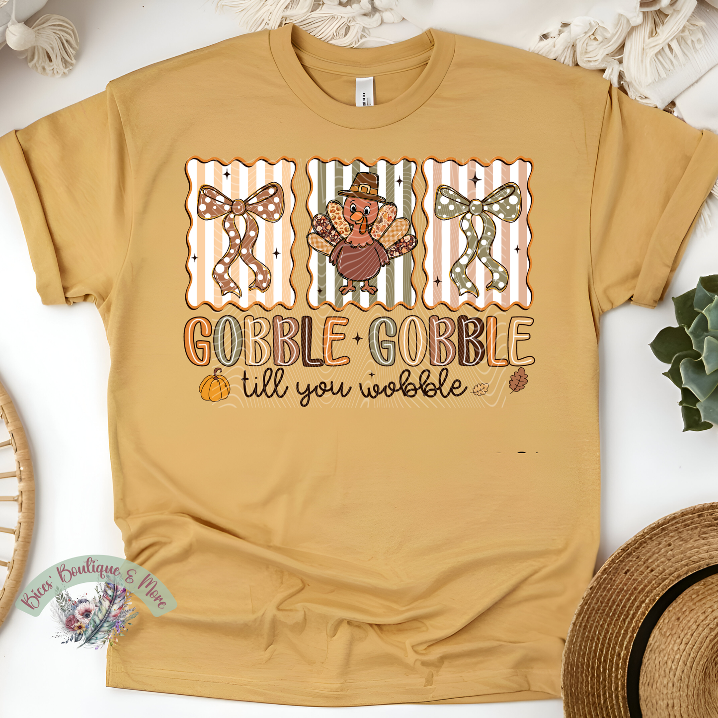 Gobble Gobble Till You Wobble Thanksgiving Tee | Cute Fall Turkey Shirt