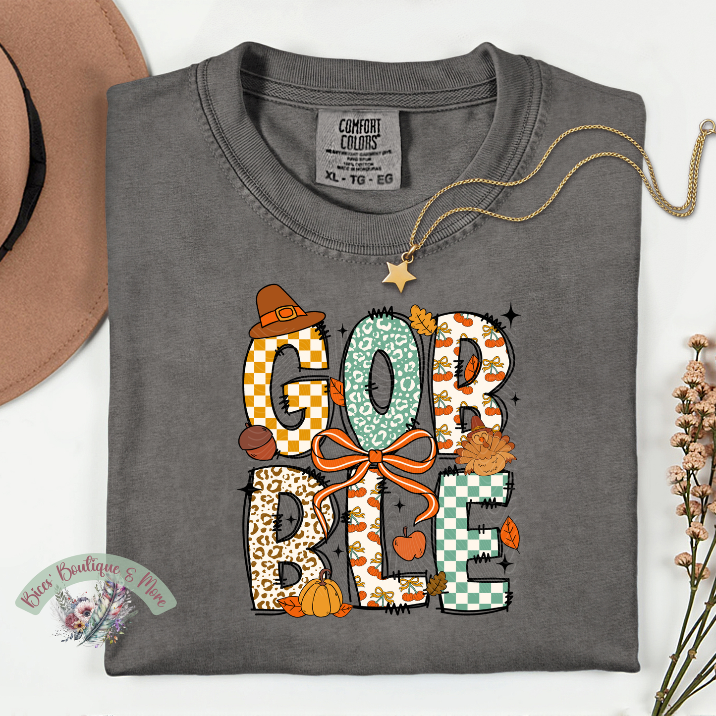 Gobble Graphic Tee | Fall Thanksgiving Shirt | Cute Autumn Turkey Top