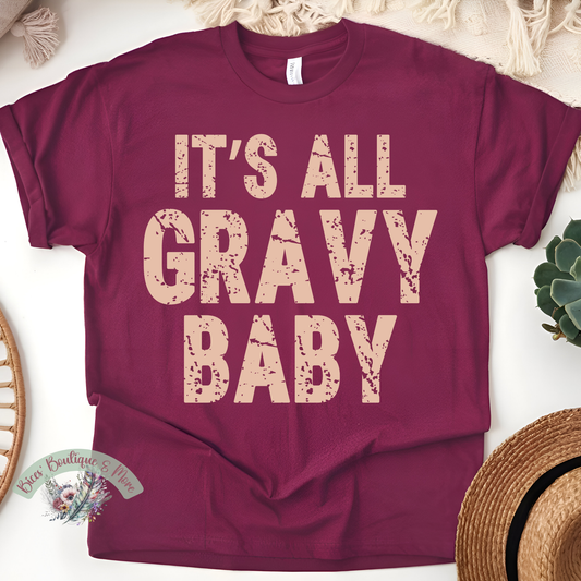 It’s All Gravy Baby Tee | Funny Thanksgiving Shirt | Cozy Fall Graphic Top