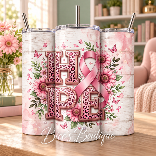 Hope Leopard & Pink Sunflower 20oz Tumbler