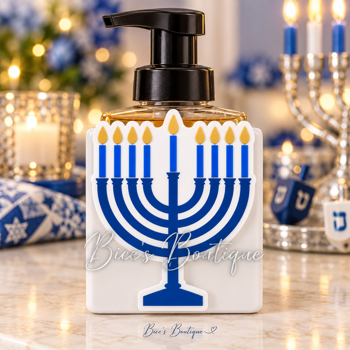 Blue Hanukkah Menorah Interchangeable Faceplate