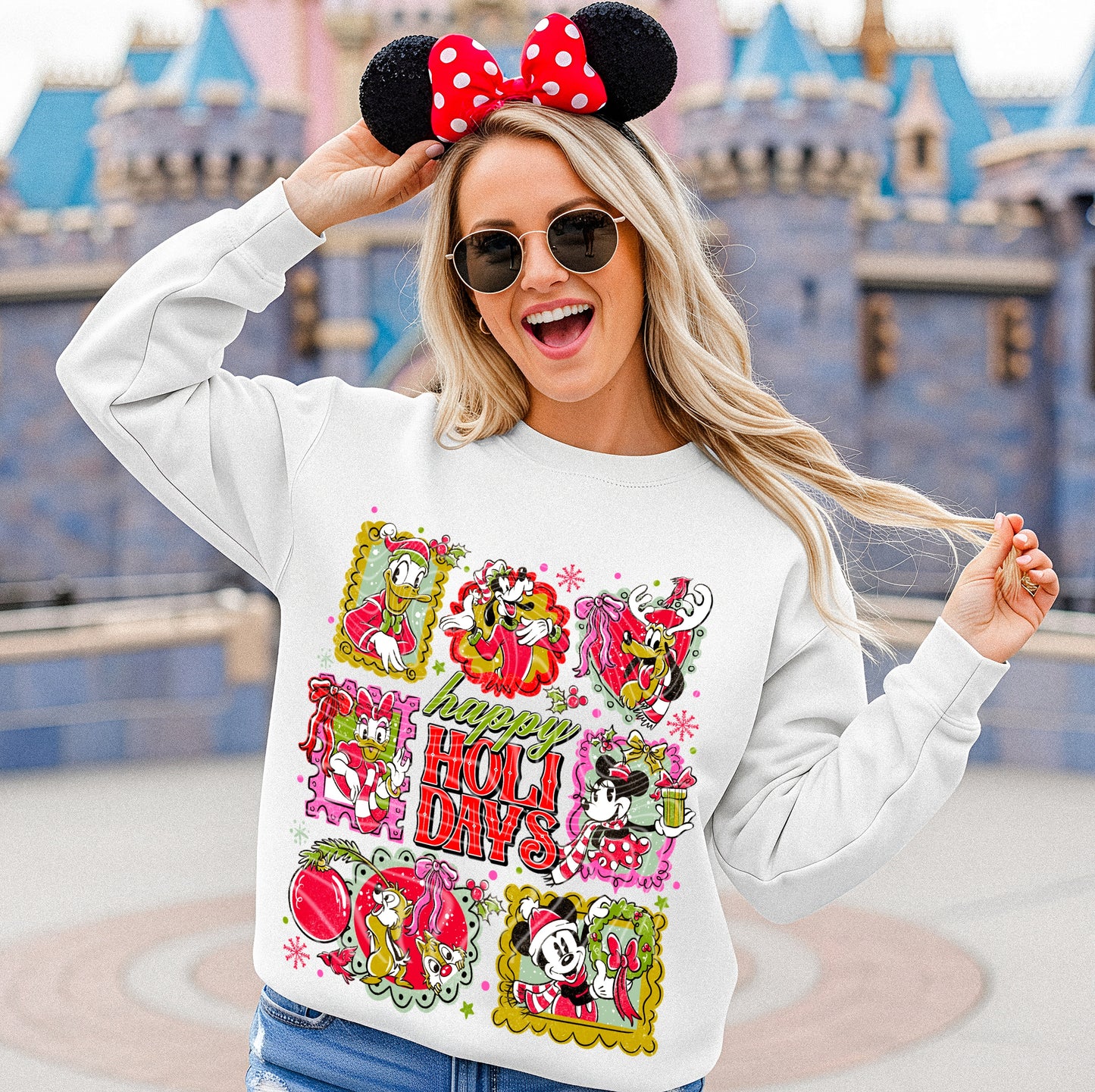Retro Holiday Cheer Sweatshirt – Cute Cartoon Christmas Crewneck