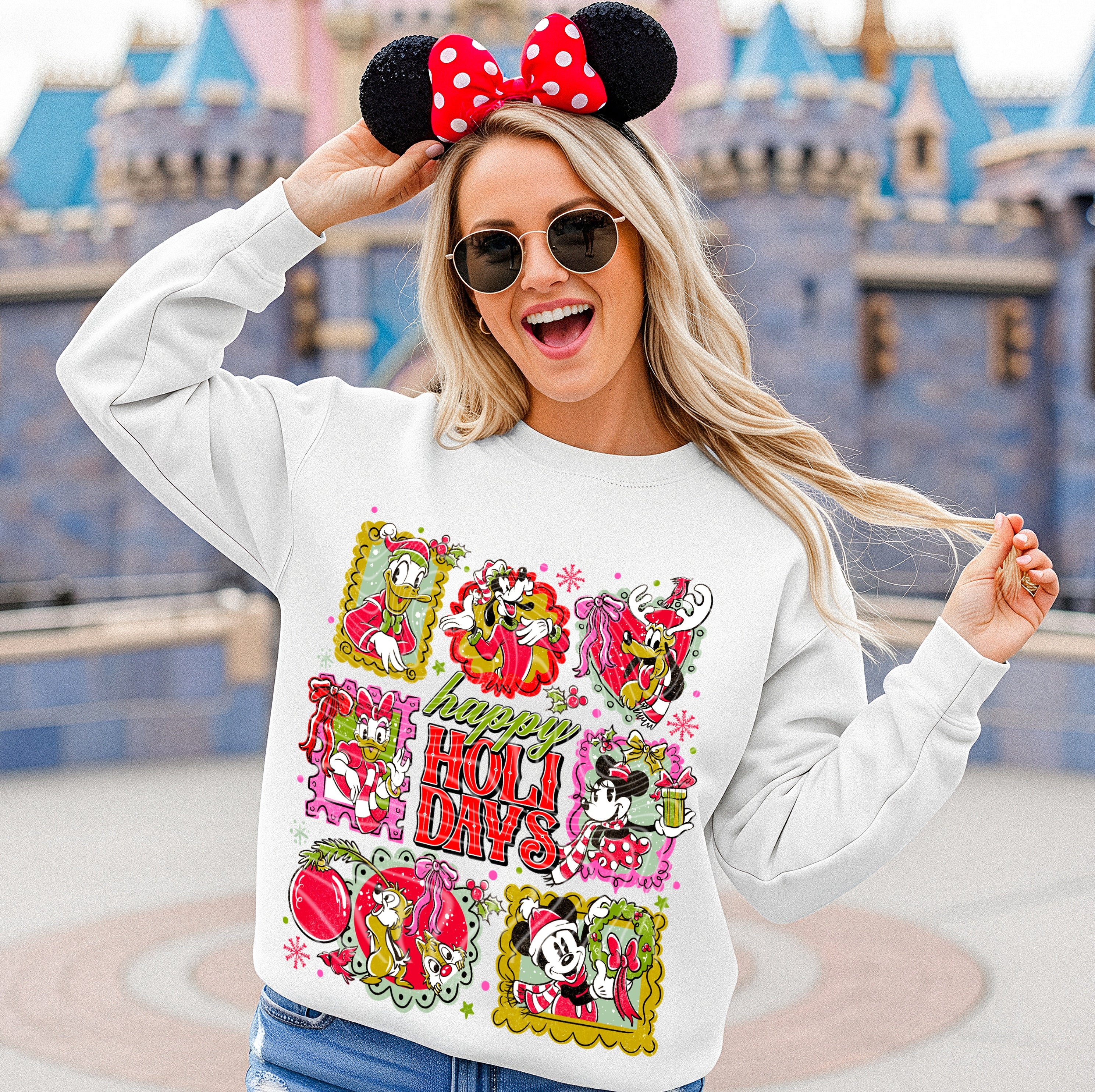 Retro Holiday Cheer Sweatshirt – Cute Cartoon Christmas Crewneck