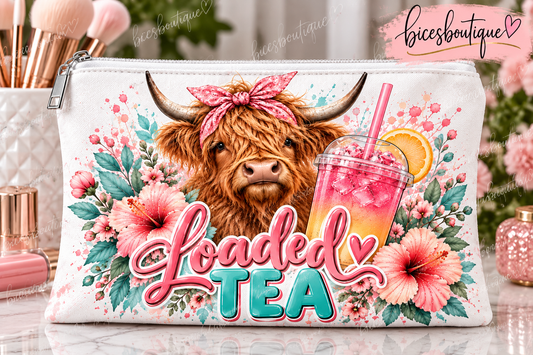 Highland Cow Loaded Tea Makeup Bag
