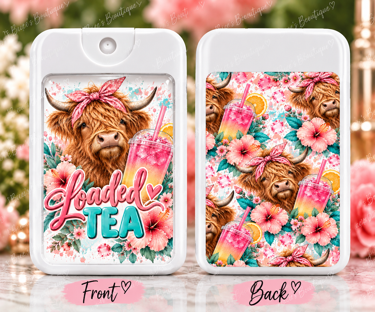 Highland Cow Loaded Tea Hand Sanitizer Spray Holder