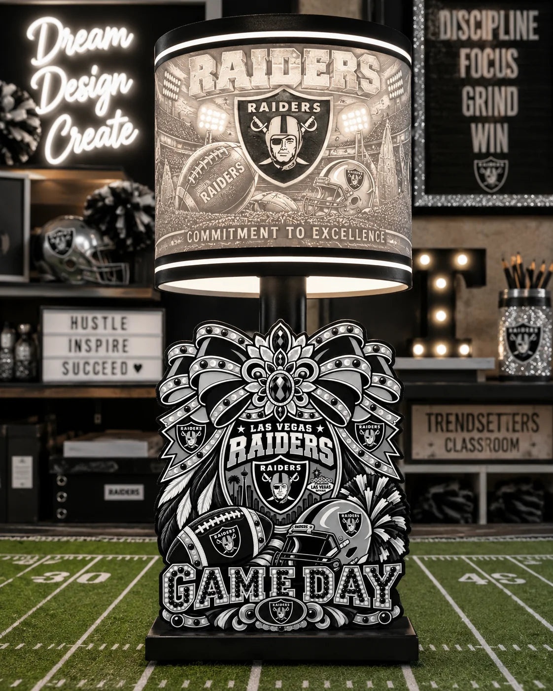 Girly Game Day Sports Lamp – Multiple Team Styles Available