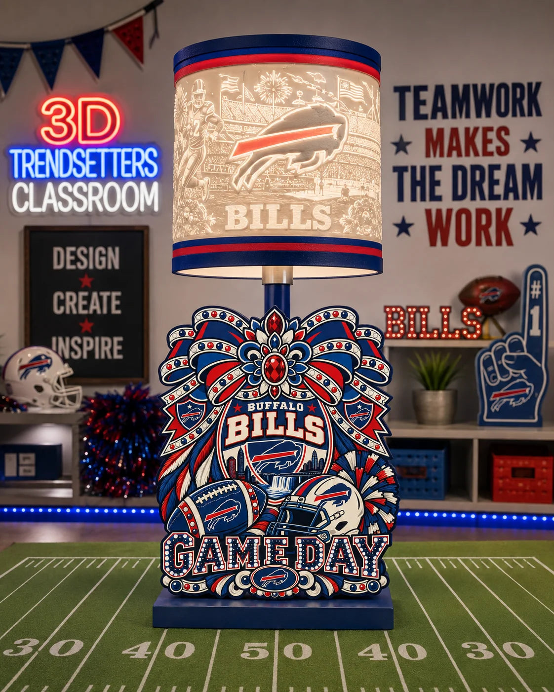 Girly Game Day Sports Lamp – Multiple Team Styles Available