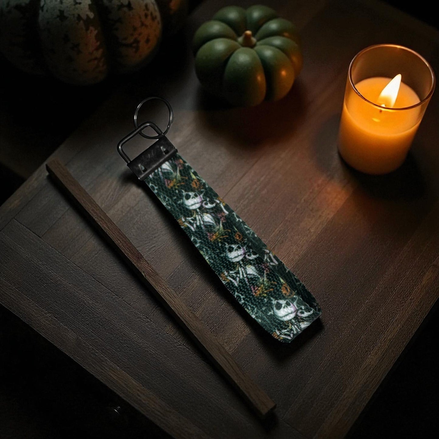 Skeleton Party Wristlet Keychain – Spooky Cute Fabric Key Fob