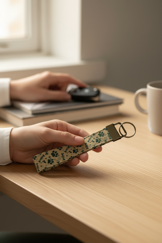 Tan Cat Paw Wristlet Keychain – Neutral Cat Lover Key Fob