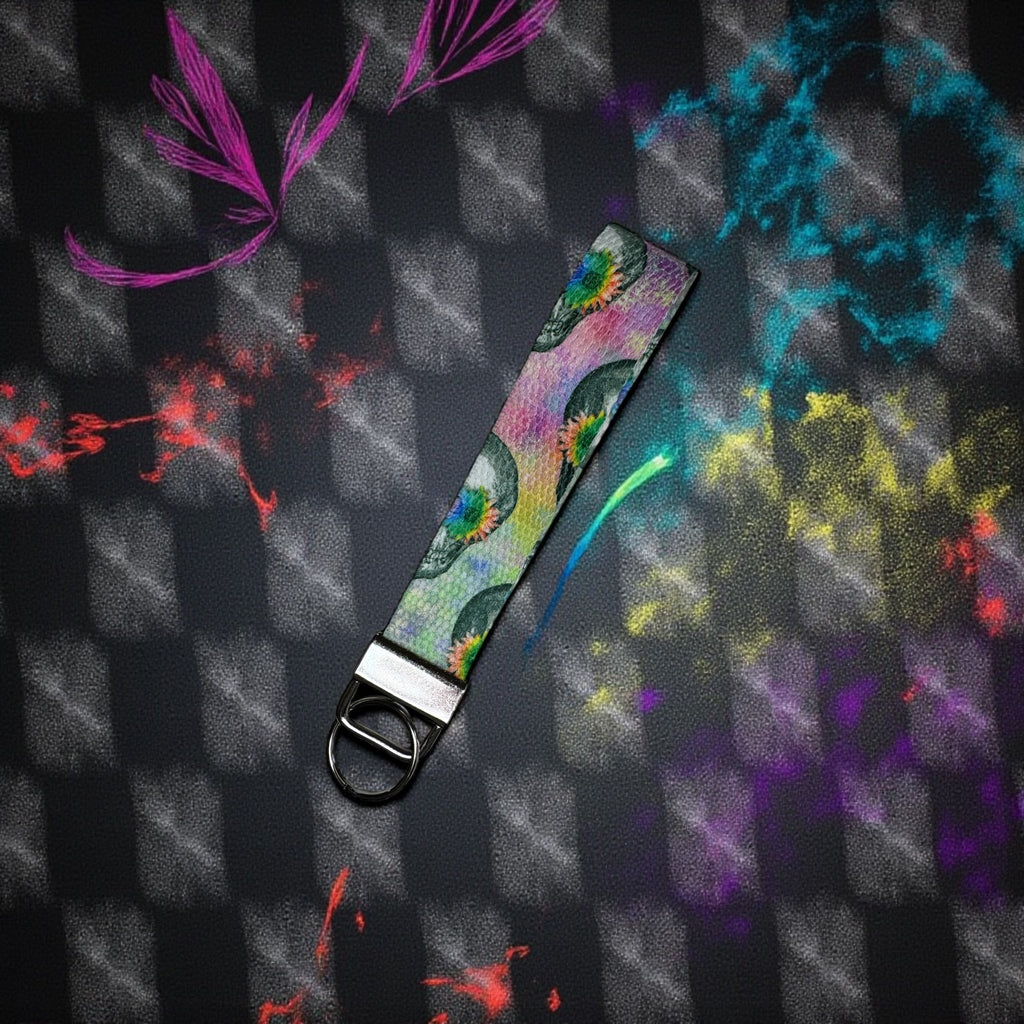 Tie-Dye Skeleton Wristlet Keychain