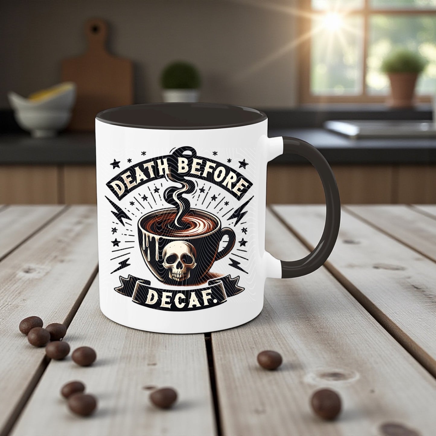 Death Before Decaf 15oz Mug – Gothic Coffee Lover Cup