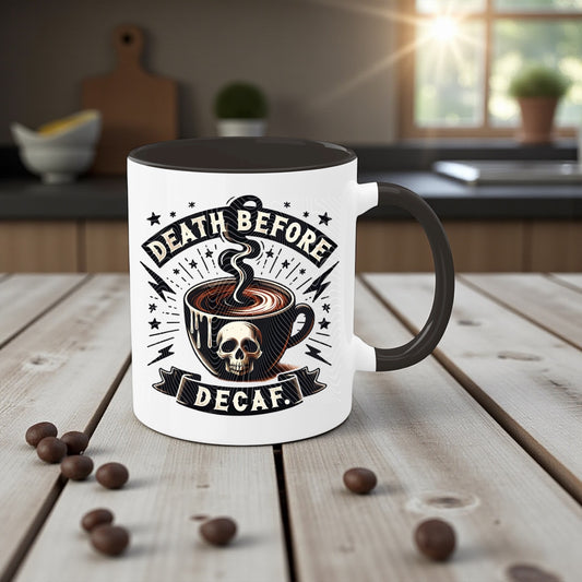 Death Before Decaf 15oz Mug – Gothic Coffee Lover Cup