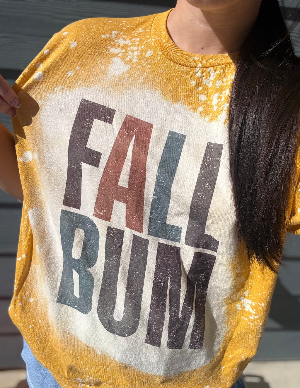 “Fall Bum Bleached Tee – Retro Autumn Graphic T-Shirt”