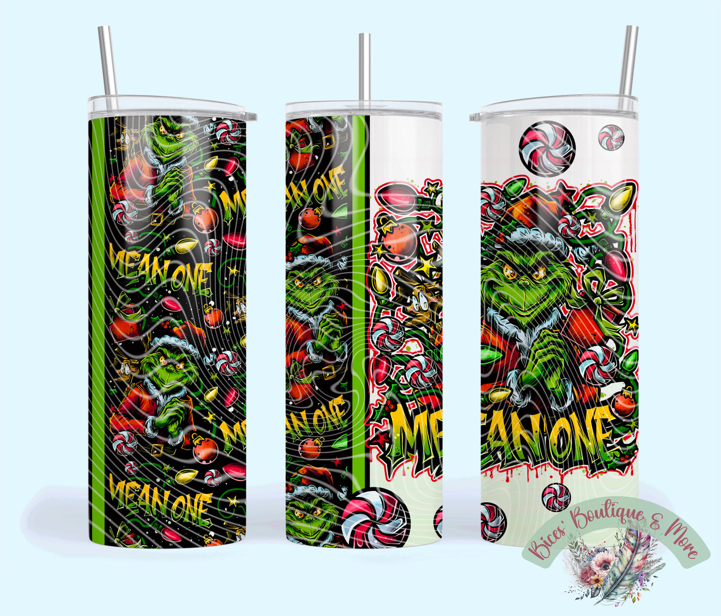 Mean Holiday Vibes 20oz Tumbler – Sassy Green Christmas Cup with Straw