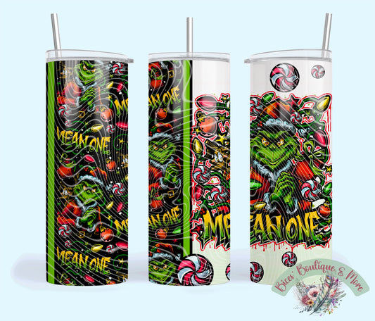 Mean Holiday Vibes 20oz Tumbler – Sassy Green Christmas Cup with Straw