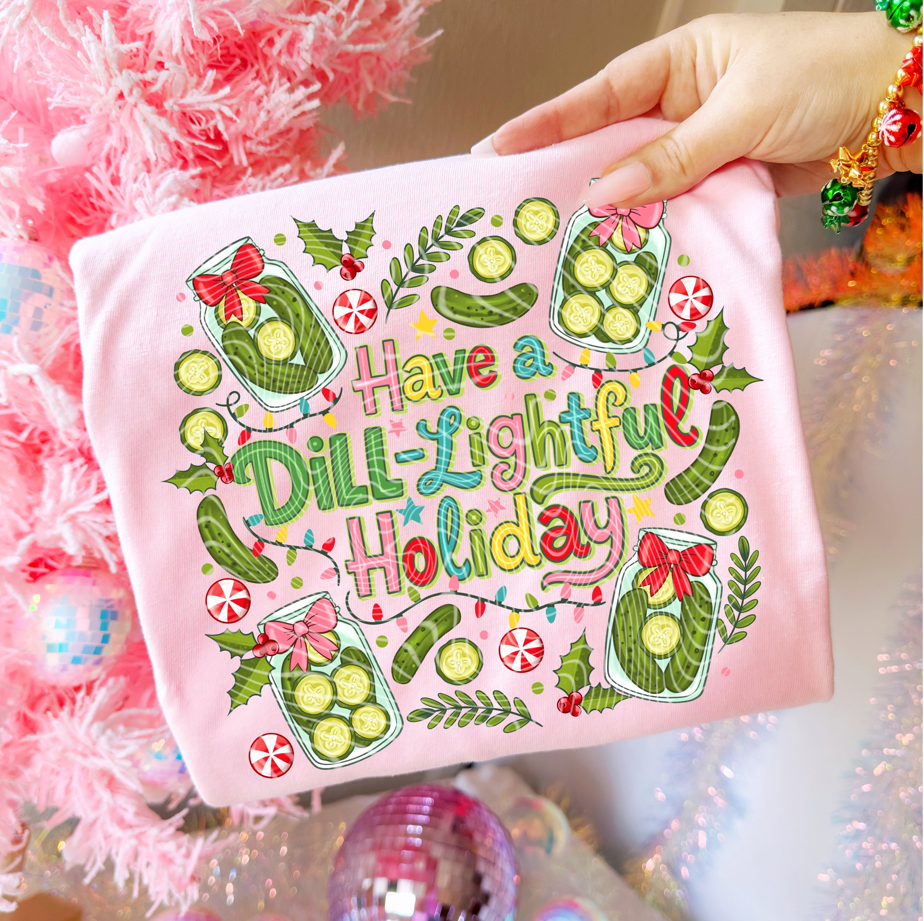 “Have a Dill-lightful Holiday Sweatshirt – Funny Pickle Christmas Pullover”