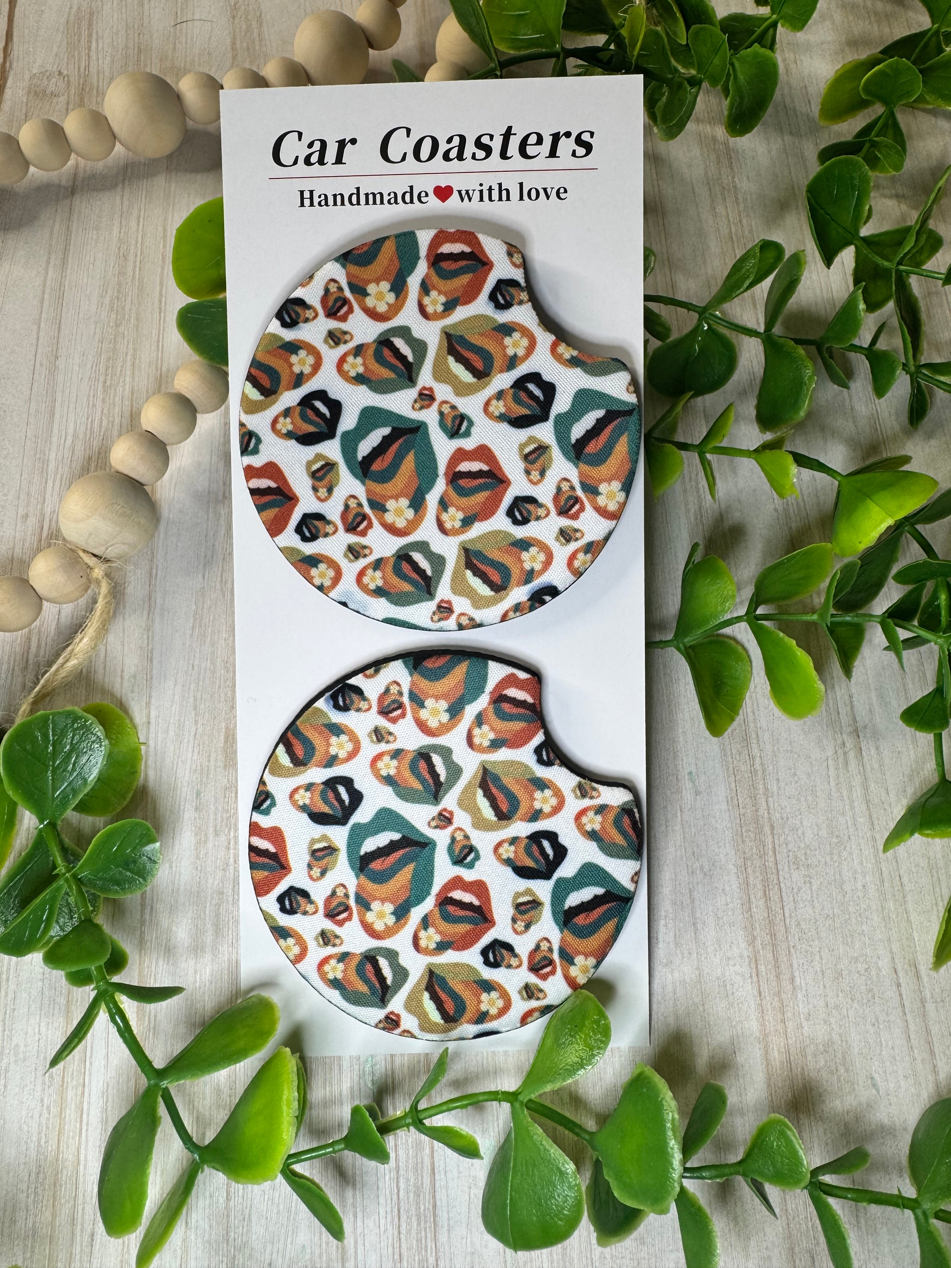 Groovy Lips Car Coasters